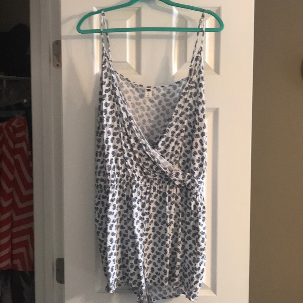 Old Navy white with Navy paisleys design romper.